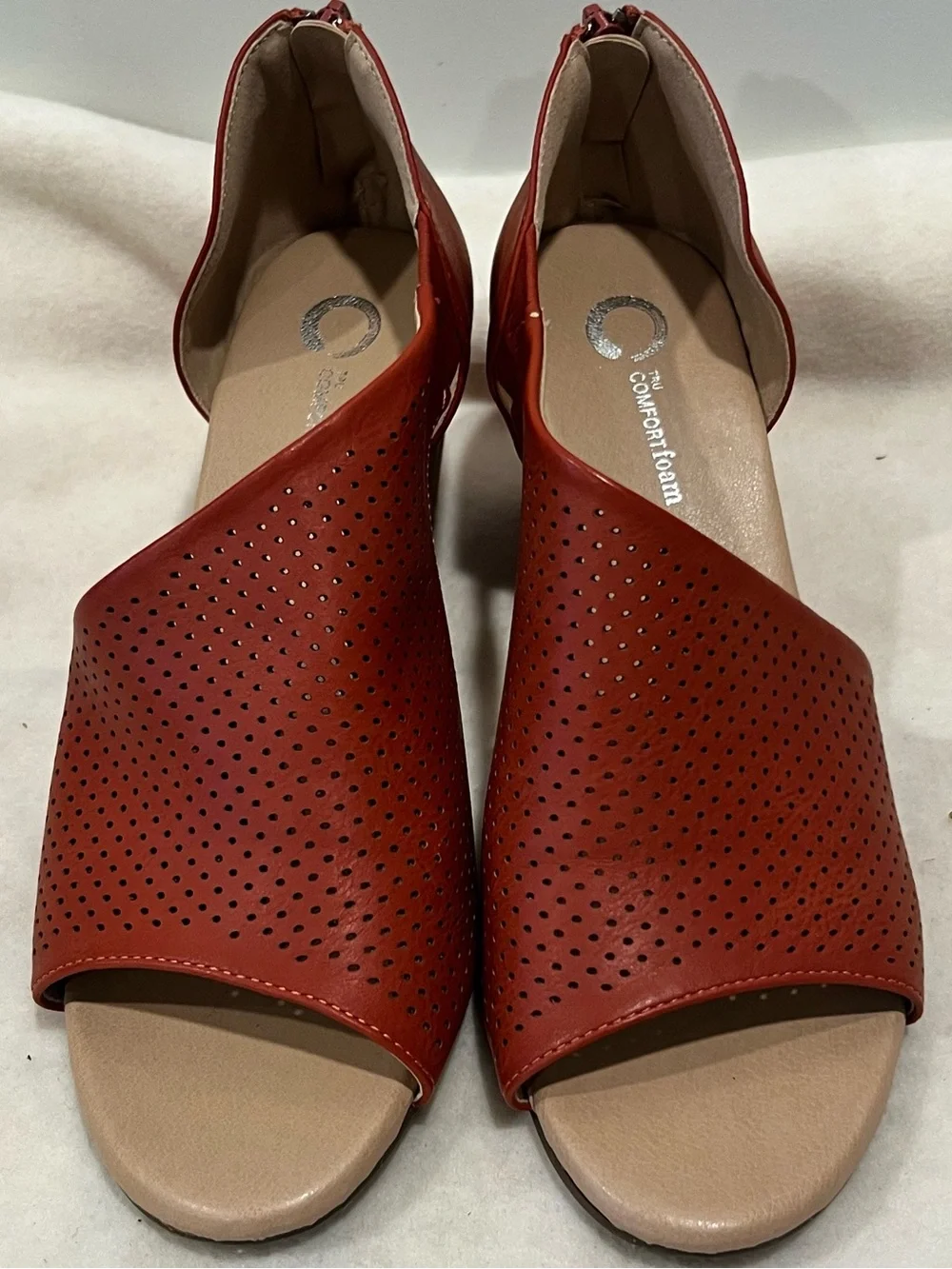 Women’s Perforated Open-Toe Wedge Sandal - Burnt Orange Size 8 NWOT